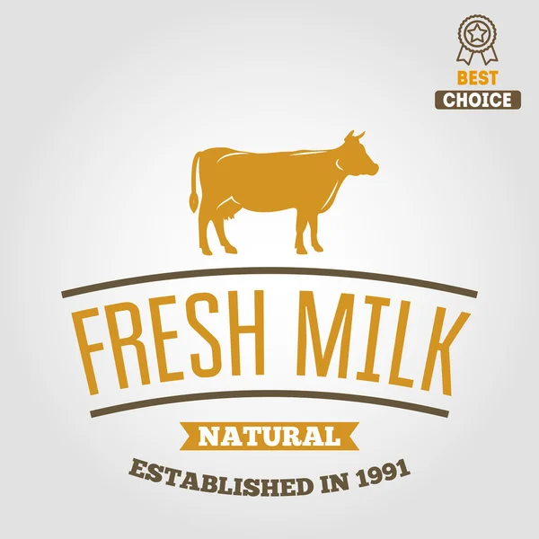 Vintage label, logo, emblem template of milk on background — Stockový vektor