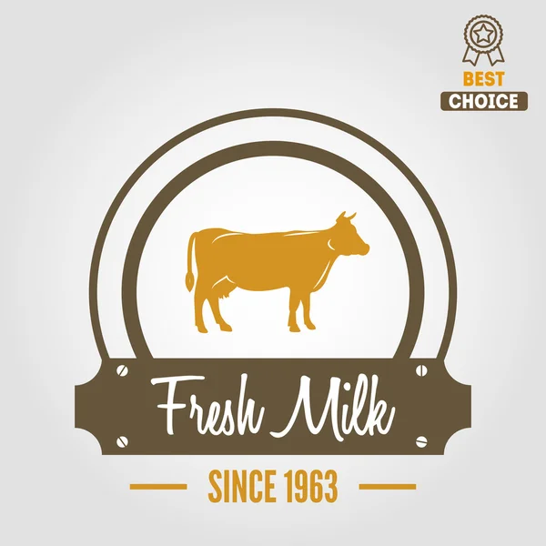 Винтажная этикетка, логотип, эмблема шаблона молока на заднем плане — стоковый вектор