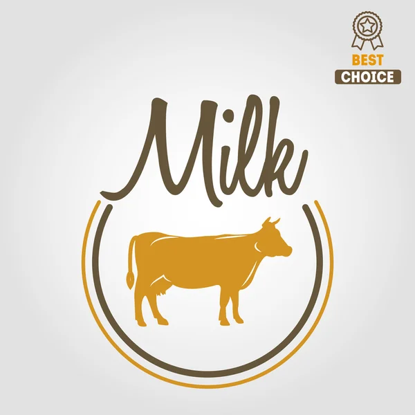Vintage label, logo, emblem template of milk on background — Stok Vektör