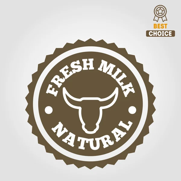Vintage label, logo, emblem template of milk on background — Stock Vector
