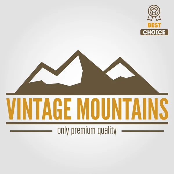 Vintage logo, emblem, label, print or logotype elements with mountains — Stock Vector