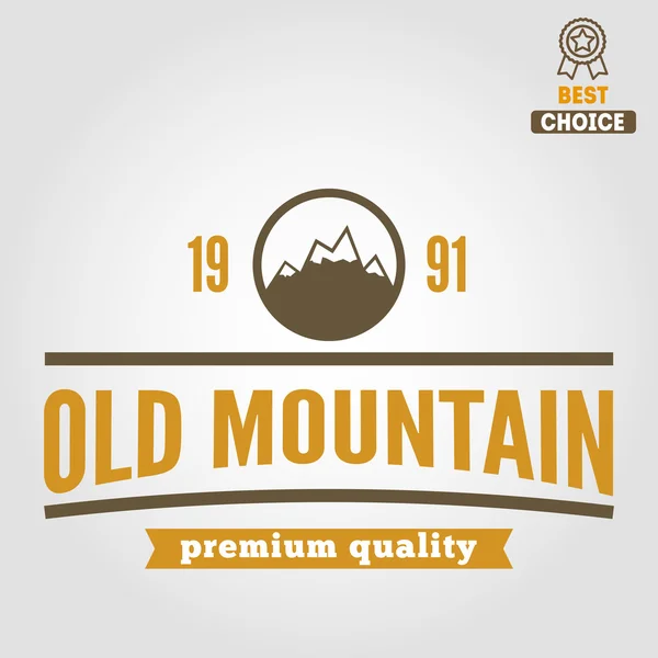 Logo, emblema, etichetta, stampa o logo vintage con elementi di montagna — Vettoriale Stock