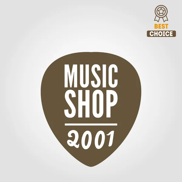 音楽ショップ、ギター ショップのヴィンテージのロゴ、バッジ、エンブレムやロゴの要素 — ストックベクタ