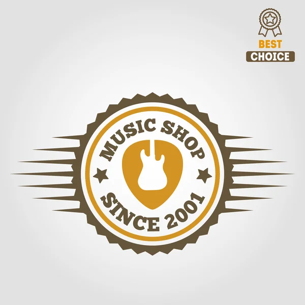 Vintage logo, badge, embleem of logo elementen voor muziekwinkel, gitaar winkel — Stockvector