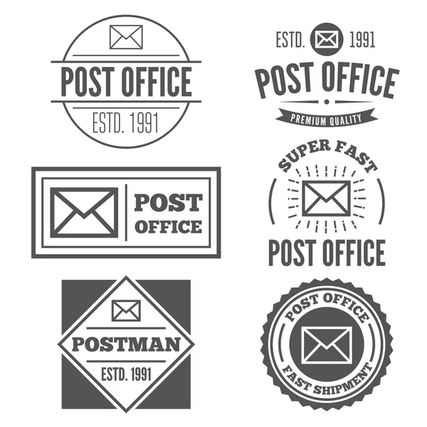 Set of vintage logo, badge, emblem or logotype elements for post office and other design — Stok Vektör