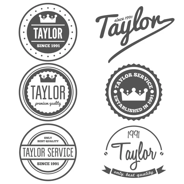 Set of vintage logo, badge, emblem or logotype elements for taylor — 스톡 벡터