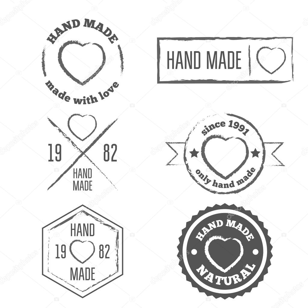 Set of vintage retro handmade badges, labels and logo elements, symbols