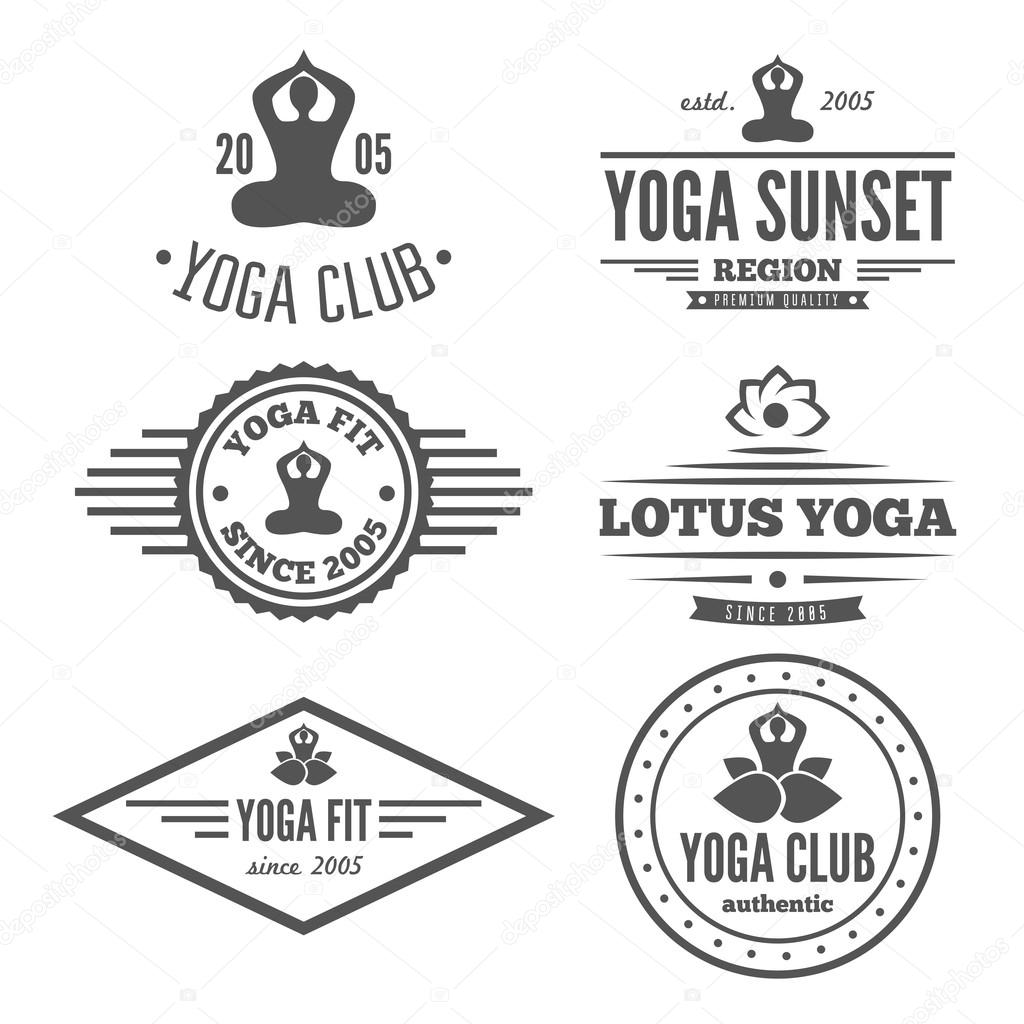 Set of vintage logo, badge, emblem or logotype elements for yoga club