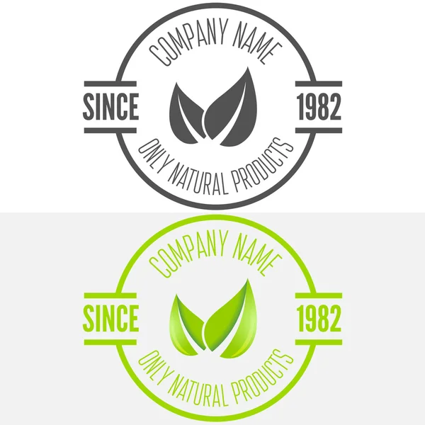 Logo, distintivo, etichetta, elementi di logotipo con foglie per web, business o natura — Vettoriale Stock