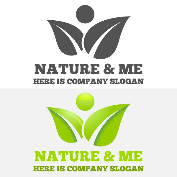 Logo, badge, label, logotype elements with leafs for web, business or nature — 图库矢量图片