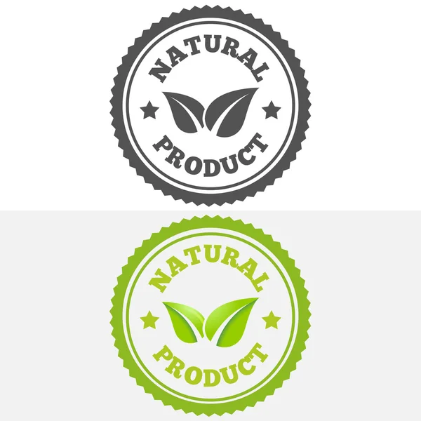 Logo, badge, étiquette, logotype avec feuillets pour produits web, commerciaux ou naturels — Image vectorielle