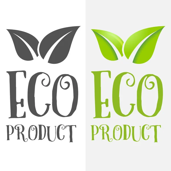 Logotipo, insignia, etiqueta, elementos logotipos con hojas para web, productos comerciales o naturales — Archivo Imágenes Vectoriales