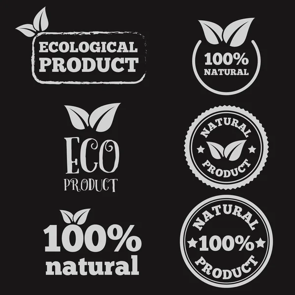 Logo, badge, label, logotype elements with leafs for web, business or natural products — Stockvector