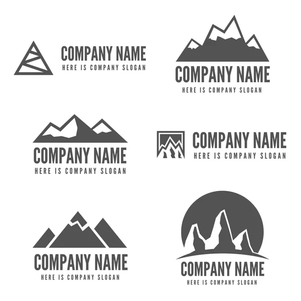 Logo, badge, étiquette, éléments de logotype avec montagnes pour le web, les affaires ou d'autres projets — Image vectorielle