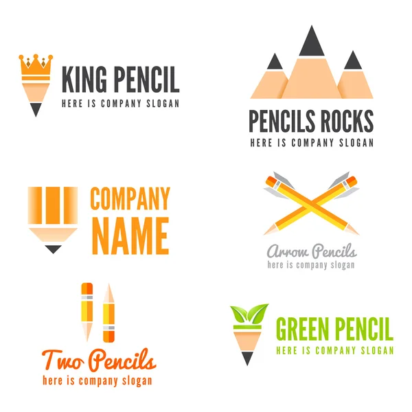 Logo, badge, label, logotype elements with pencil for web, business or other projects — ストックベクタ