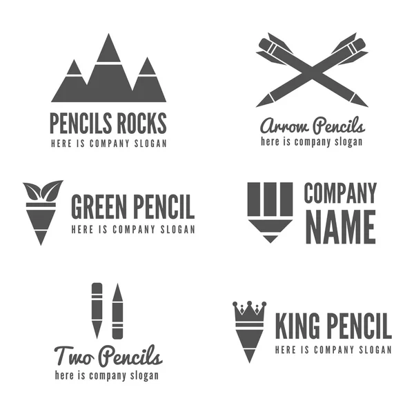 Logo, badge, label, logotype elements with pencil for web, business or other projects — Stockový vektor