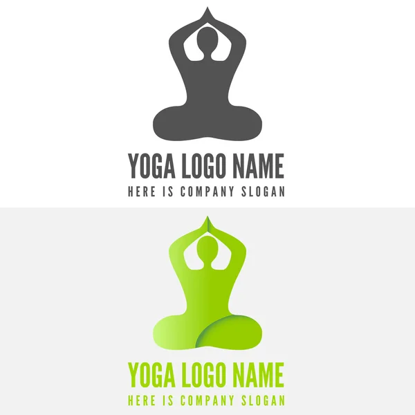 Logo, badge, label, logotype elements with pose for web, business, yoga, fitness or other projects — Stock Vector