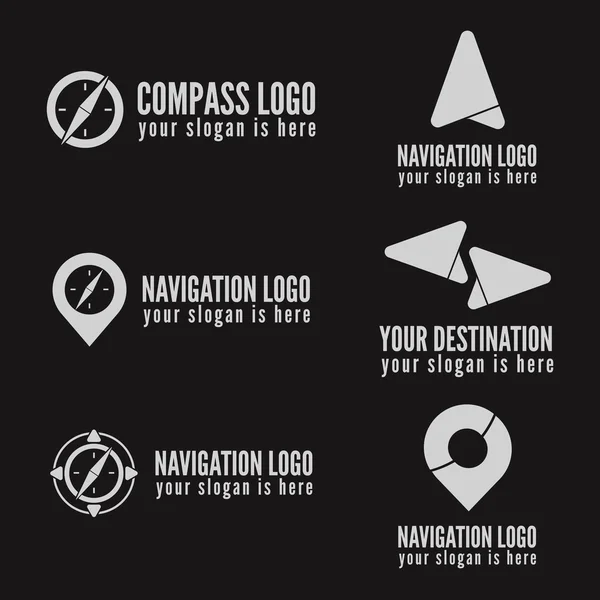 Set of logo, badge, label, emblem or logotype elements for navigation, map, web, business compass and other design — Stock vektor