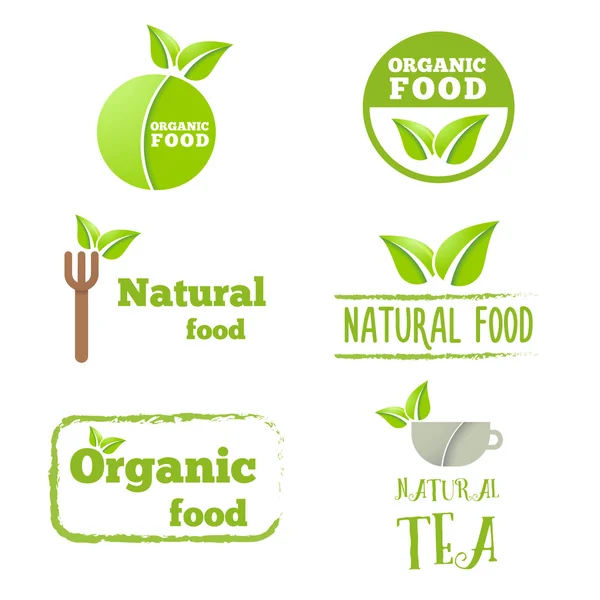 Set of logo, labels, badges, emblems and logotype elements with leafs for web, business corporate identity or other design
