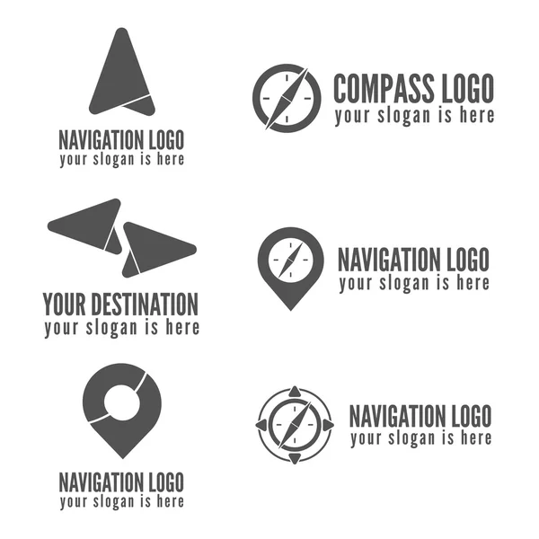 Set of logo, badge, label, emblem or logotype elements for navigation, map, web, business compass and other design — Stock vektor