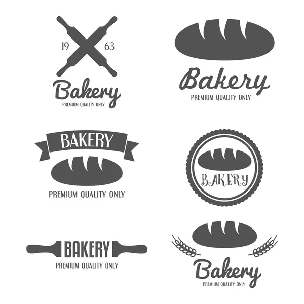 Set of logo, badge, label, emblem and logotype elements for bakery — Stock Vector