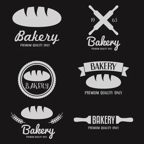 Set of logo, badge, label, emblem and logotype elements for bakery — Stok Vektör