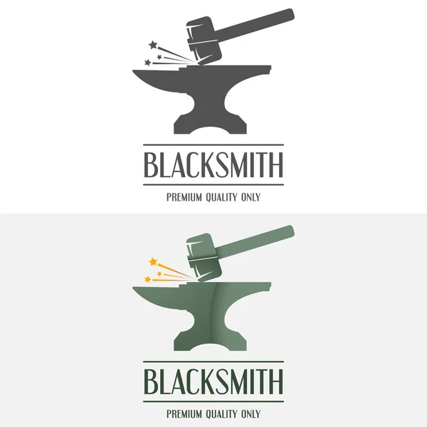 Set of logo, badge, label, emblem and logotype elements for blacksmith — Stok Vektör