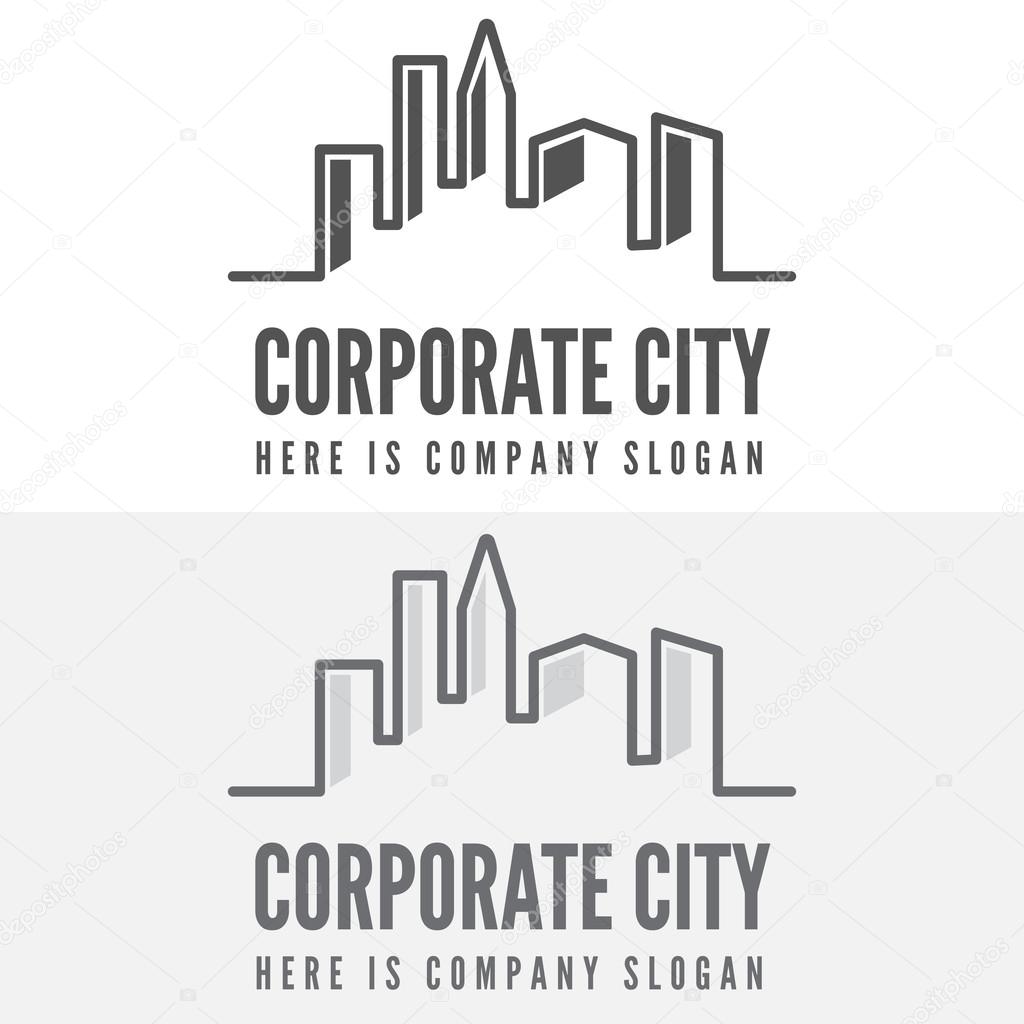 Logo, badge, label, logotype elements with buildings for web, business or other projects