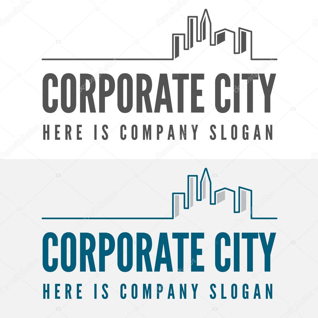 Logo, badge, label, logotype elements with buildings for web, business or other projects