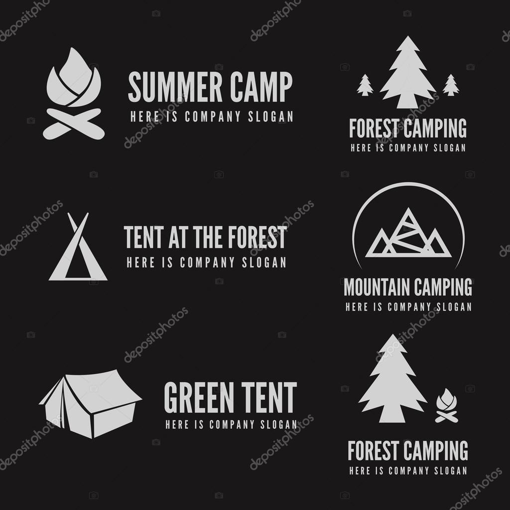Set of modern camp logo and logotype elements for camping, web, business or other projects