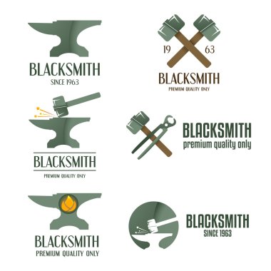Set of logo, badge, label, emblem and logotype elements for blacksmith