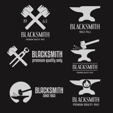 Set of logo, badge, label, emblem and logotype elements for blacksmith