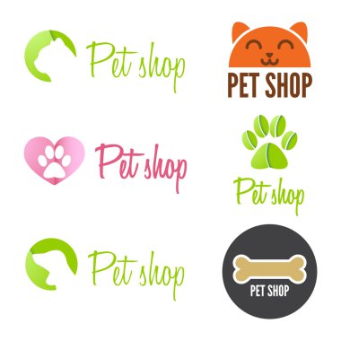 Set of vintage logo and logotype elements for pet shop, house or clinic