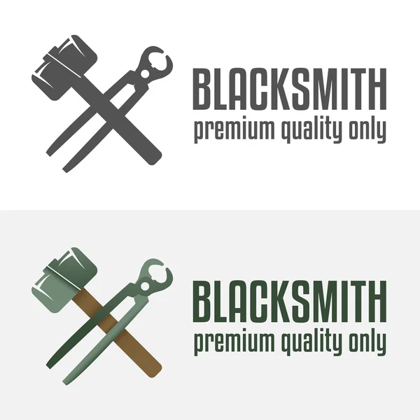 Set of logo, badge, label, emblem and logotype elements for blacksmith — Stock Vector