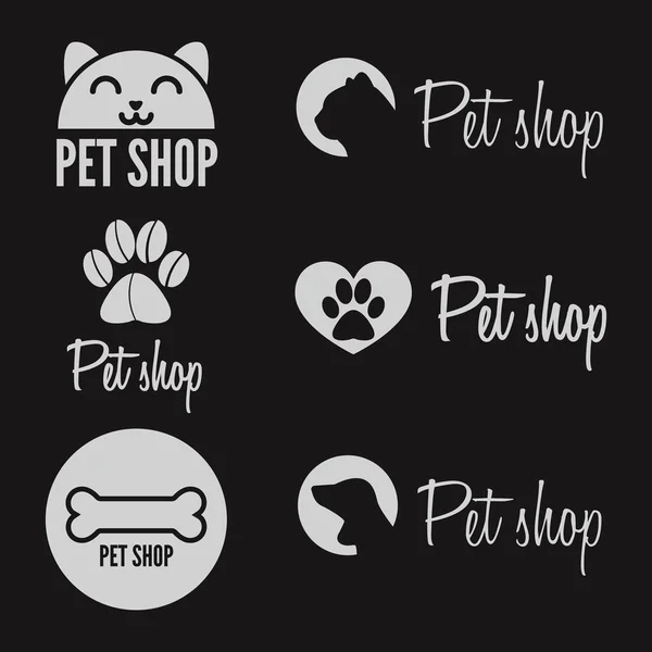 Set of vintage logo and logotype elements for pet shop, house or clinic — Stockový vektor