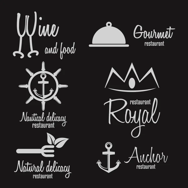 Conjunto de elementos logotipos y logotipos para restaurante, cafetería o bar — Vector de stock