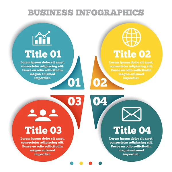 Infographie de cercle d'affaires, graphique, diagramme, présentation quatre étapes — Image vectorielle