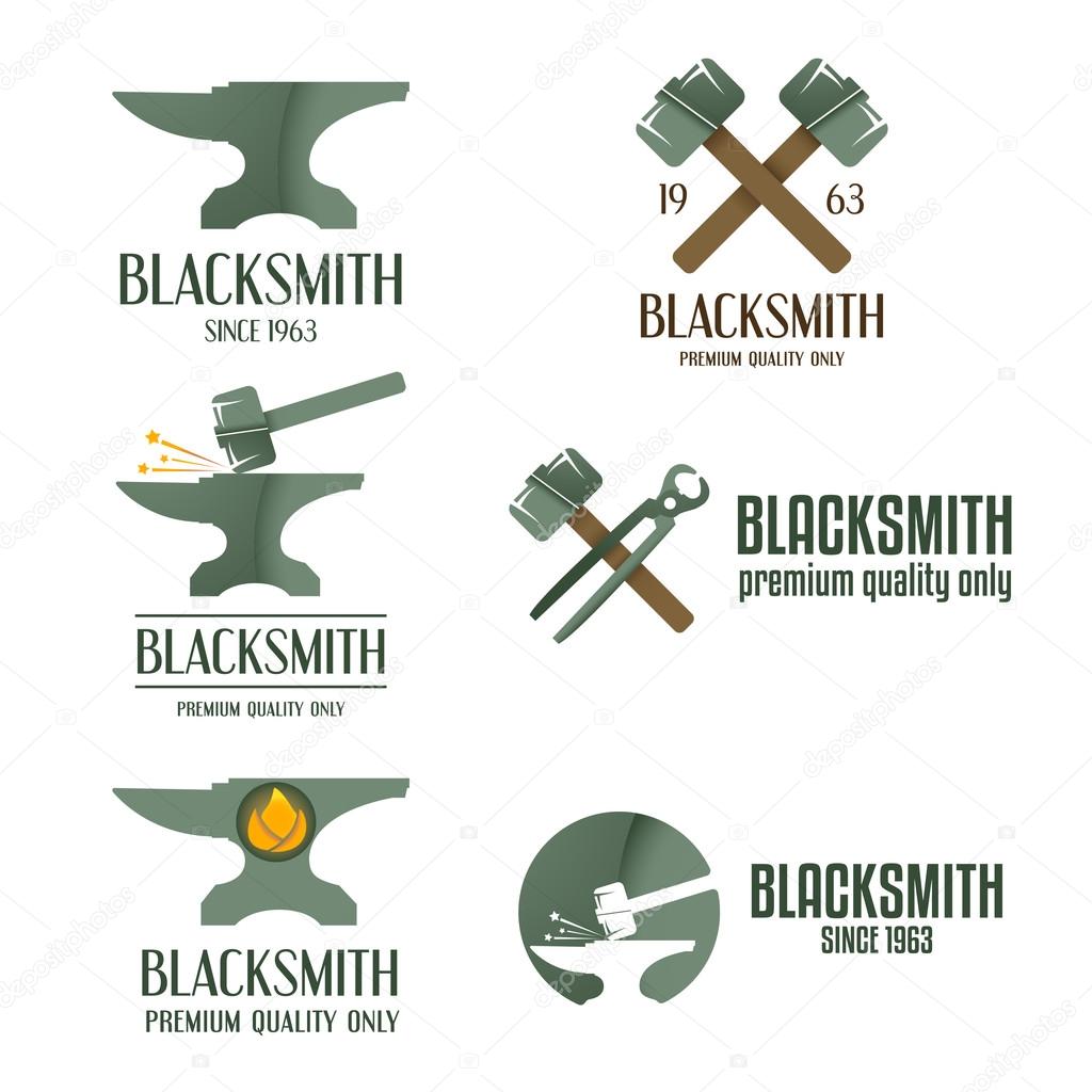 Set of logo and logotype elements for blacksmith