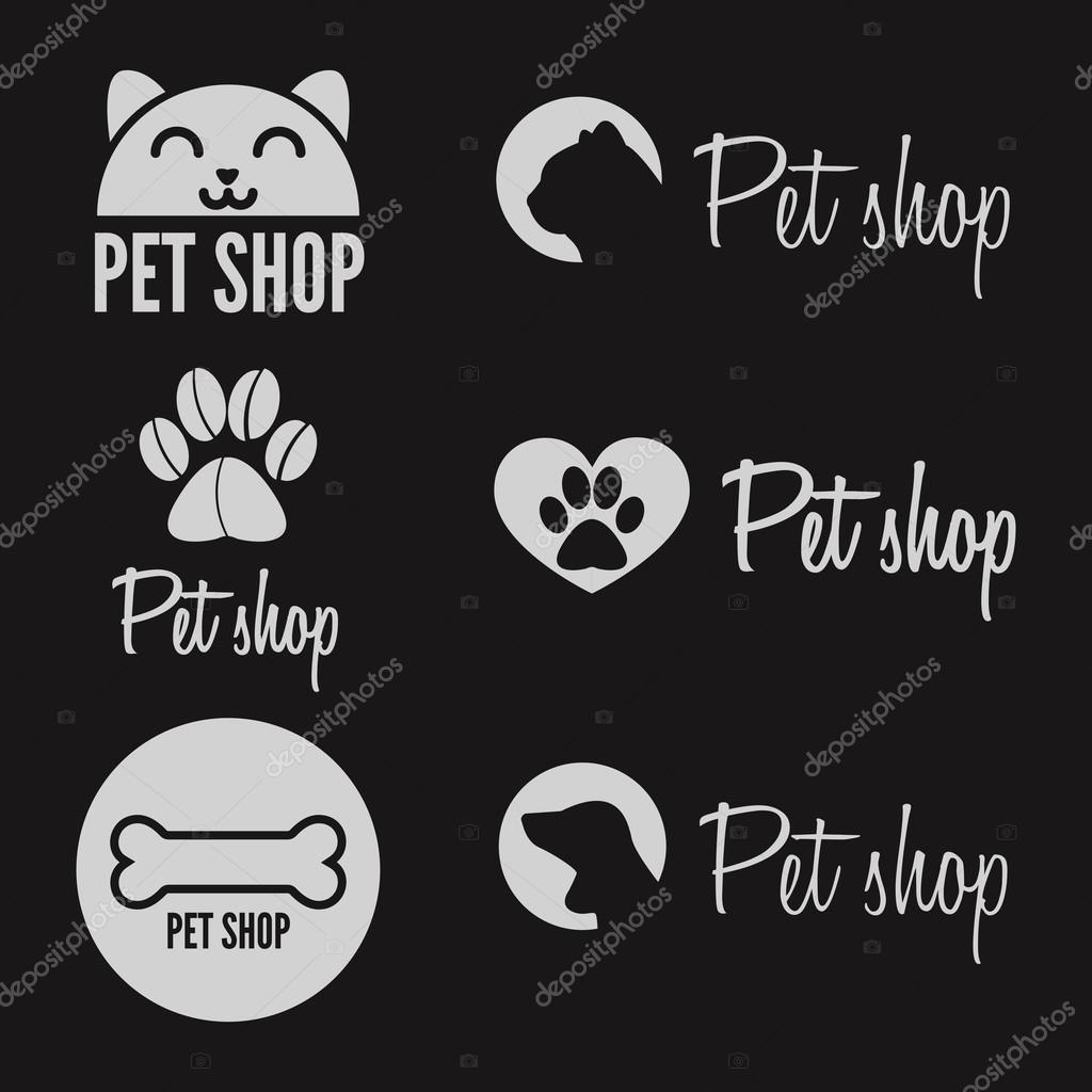Set of vintage and modern logo and elements for pet shop, pet house and pet clinic