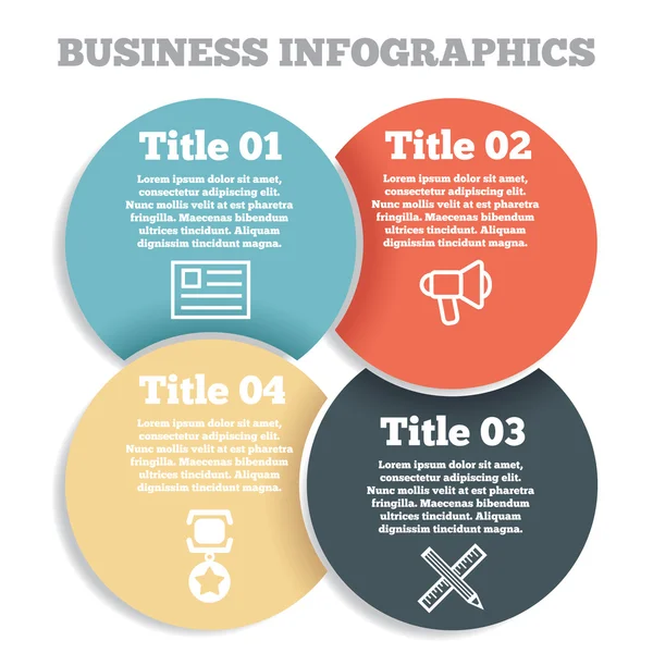 Infographie de cercle d'affaires, diagramme, présentation en quatre étapes — Image vectorielle