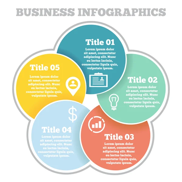 Infographie de cercle d'affaires, diagramme, présentation en quatre étapes — Image vectorielle