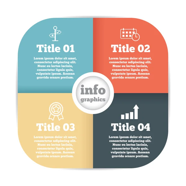 Geschäftskreis-Infografik, Grafik, Präsentation in vier Schritten — Stockvektor