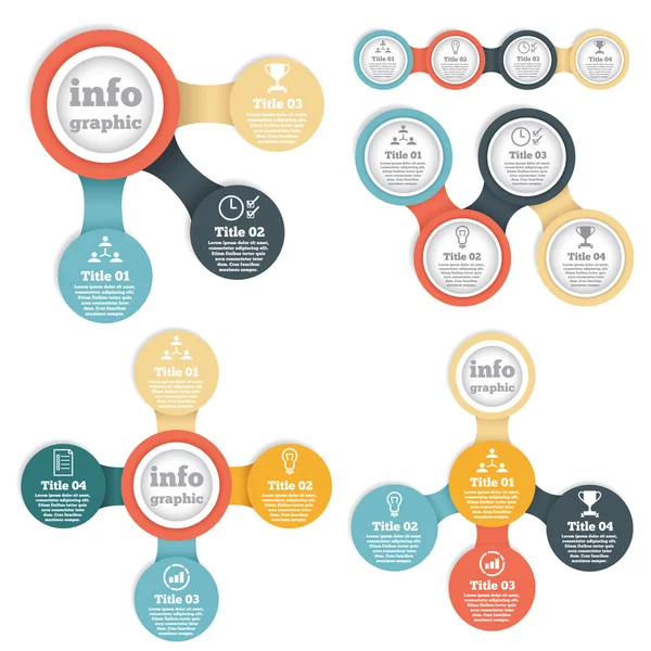 Ensemble d'informations de cercle d'affaires graphique, diagramme, présentation par étapes — Image vectorielle