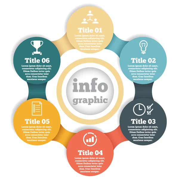 Informasi lingkaran bisnis grafis, diagram, presentasi dalam langkah - Stok Vektor
