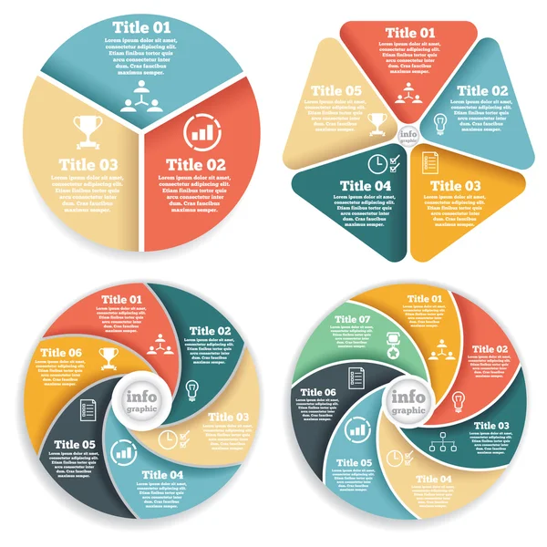 Set of business circle info graphic, diagram, presentation in steps — Stok Vektör