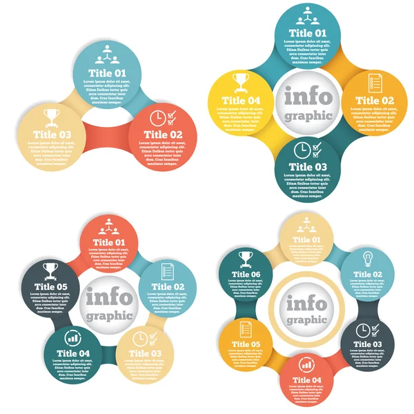 Ensemble d'informations de cercle d'affaires graphique, diagramme, présentation par étapes — Image vectorielle