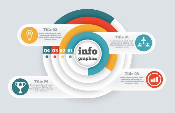 Geschäftskreis-Infografik, Diagramm, Darstellung in vier Schritten — Stockvektor