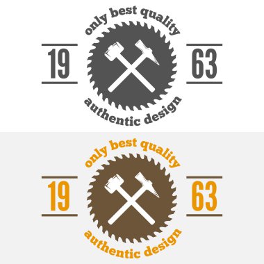 Vintage logo, label, badge and logotype elements for sawmill, carpentry or woodworkers