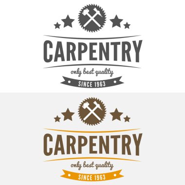 Vintage logo, label, badge and logotype elements for sawmill, carpentry or woodworkers