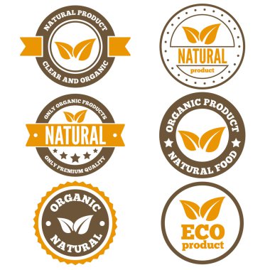 Set of vintage logo, label, badge, logotype elements for organic,  natural companies, corporates, cosmetics and food